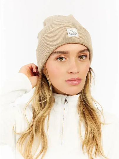 Beanie Unisex Σκούφος Πλεκτός σε Μπεζ χρώμα