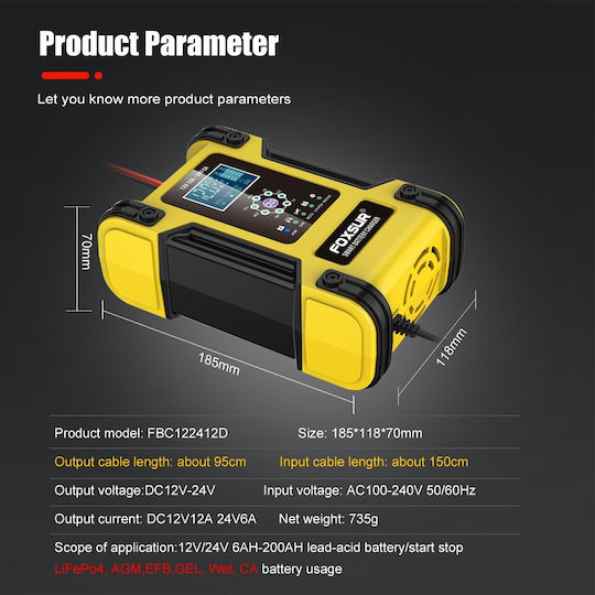 Foxsur Autobatterieladegerät 12V