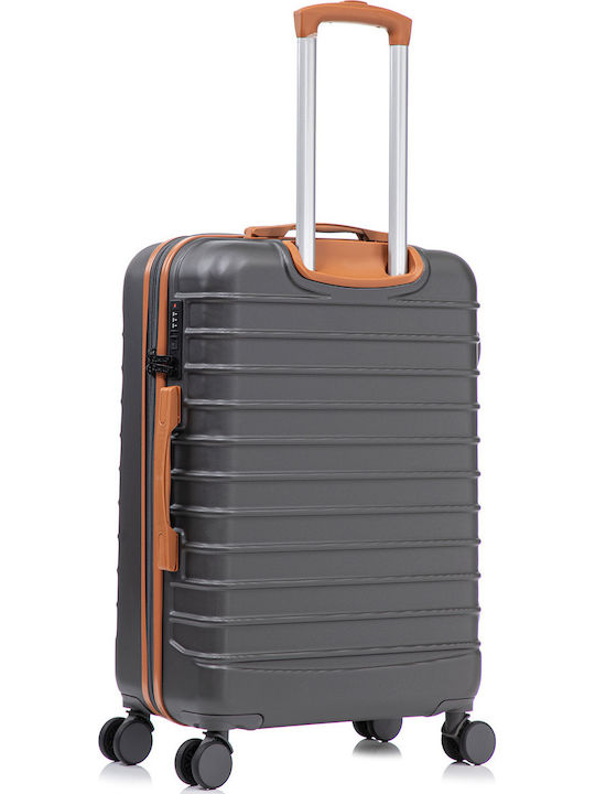 Quasar Valiză de Călătorie Medie Dură Gray/brown cu 4 roți Înălțime 66cm