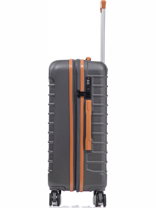 Quasar Valiză de Călătorie Medie Dură Gray/brown cu 4 roți Înălțime 66cm