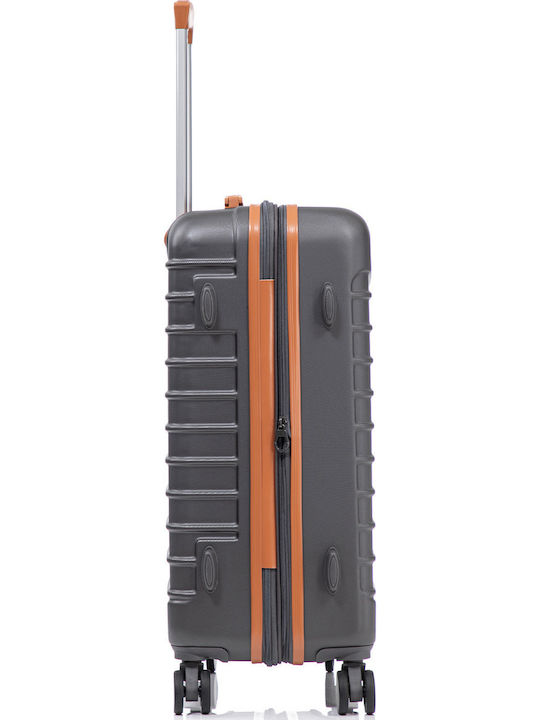 Quasar Valiză de Călătorie Medie Dură Gray/brown cu 4 roți Înălțime 66cm