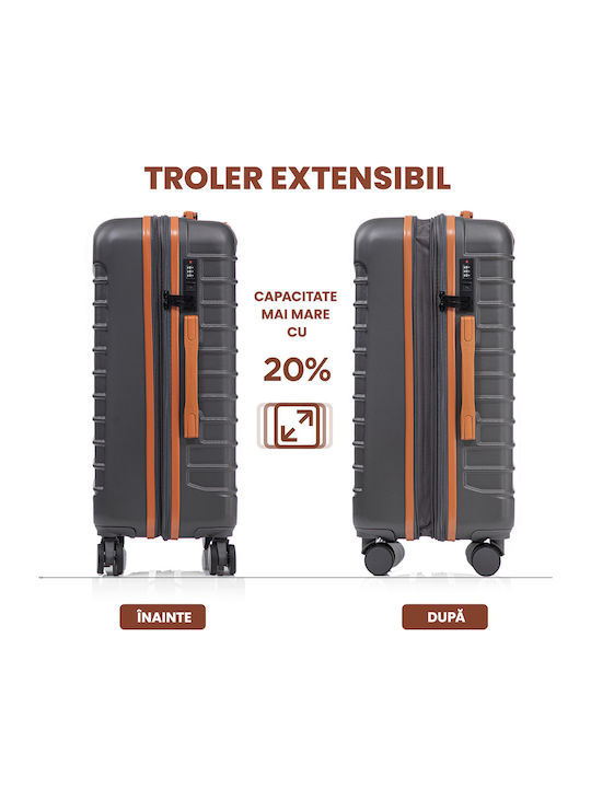 Quasar Valiză de Călătorie Mare Dură Gray/brown cu 4 roți Înălțime 77cm
