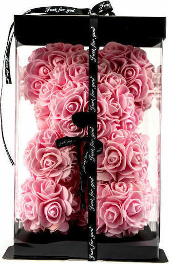 Rosa Teddybär Künstliche Rosen Transparentes Verpackung – 23cm