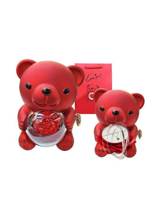 Teddy Bear Eternal Real Rose – Rotating Jewelry Holder