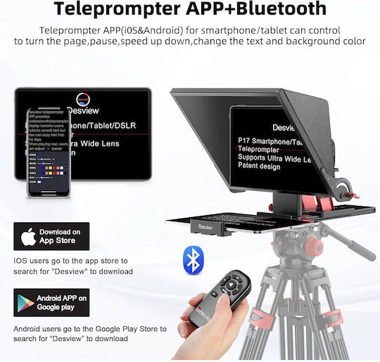 Kit Teleprompter 15 Inch Pentru Camere DSLR Control De La Distanță Compatibil Cu Smartphone-uri Tablete Până La 15,3 Inch Metal Montură 1/4 Inch Geantă De Transport Cu Spațiu De Depozitare