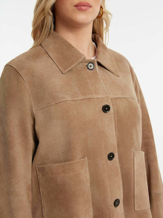 Women's Cardigan with Buttons Beige