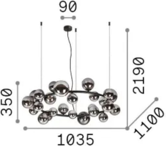 Ideal Lux Висящо Осветително Тяло Черен Rail 103.5x110см.