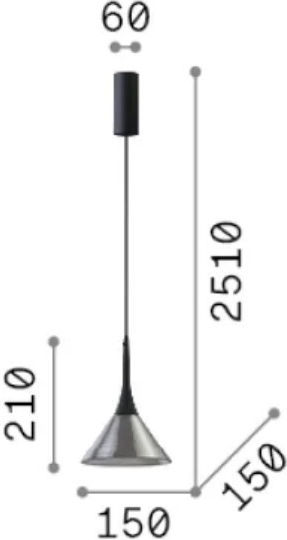 Ideal Lux Cocktail Κρεμαστό Φωτιστικό Μελί 15x15εκ.