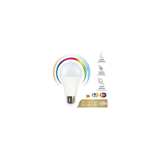 Smart Smart Λάμπα LED 11W για Ντουί E27 και Σχήμα A65 RGB 1050lm