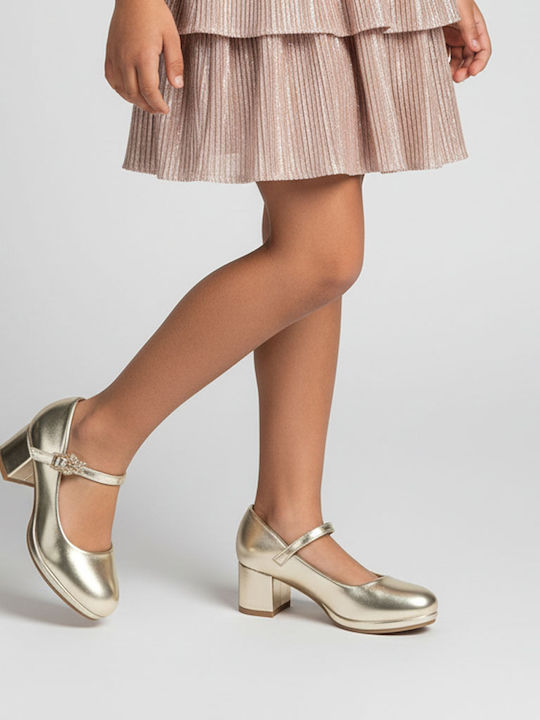 Kids Ballerinas with Adjustable Metal Clasp Gold