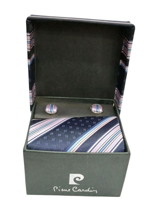 Pierre Cardin Men's Tie Set Silk Printed in Blue Color