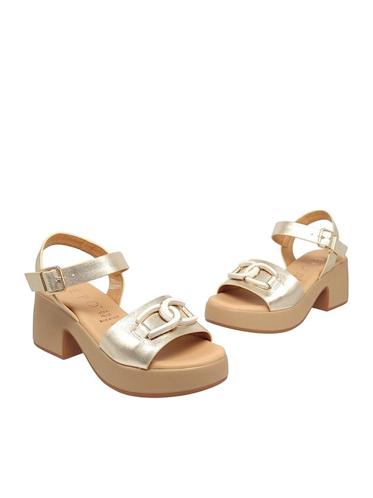 Leder Sandalen Gold