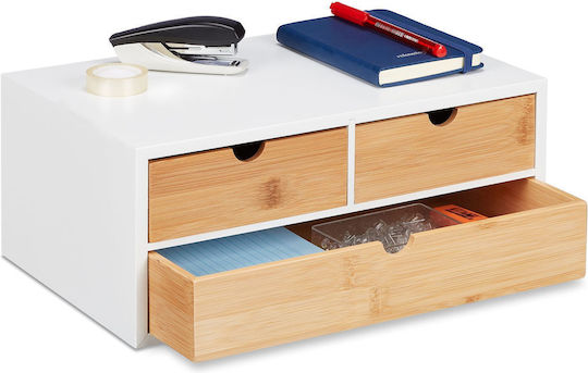 Relaxdays Χάρτινο Συρταράκι Γραφείου 3 Θέσεων 33x21x14cm Λευκό