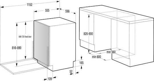 Hisense Mașină de spălat vase încorporabilă pentru 14 seturi de vase L60xÎ82cm