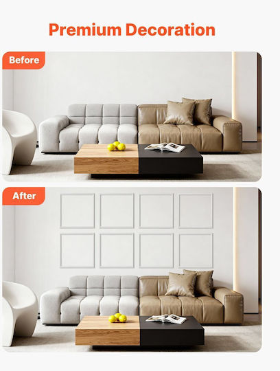 3D Wall Panels Adhesive Paintable White 51x51cm 12 Pieces