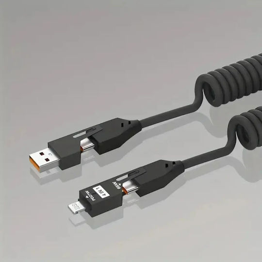 4-in-1 Data Cable Fast Charging Usb Lightning Type-c Flexible Compact 1.5m Black Abyz