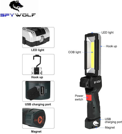 Spywolf Rechargeable Work Light with Extension Cord LED with Brightness up to 6000lm