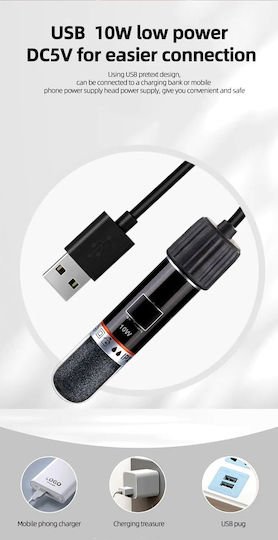 Mini Aquarium and Turtle Tank Thermostat Usb 10w – L8.5xW1.8xH1.8cm – Stable Temperature 26°c – Ipx8 – Aquariums Up to 25l