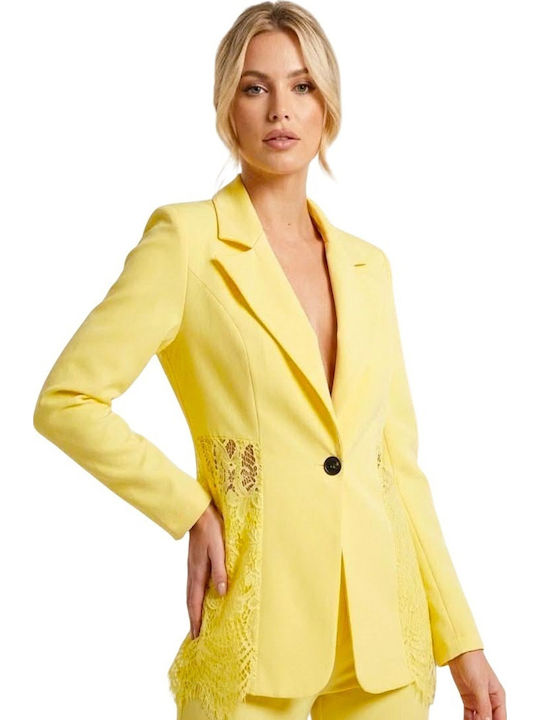 Μακρύ Γυναικείο Σακάκι Yellow