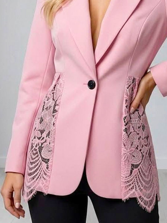 Lung Blazer pentru femei Sacou Pink