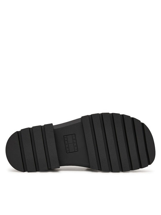 Leder Flache Sandalen für Damen in Schwarz Farbe