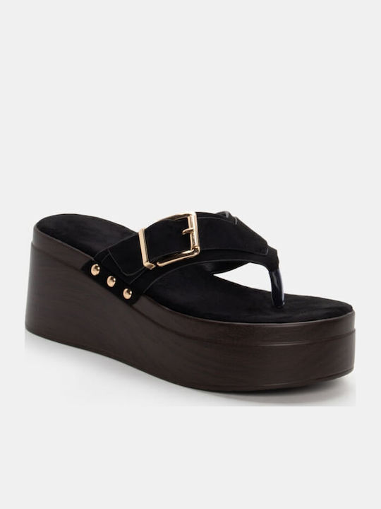 Women's Synthetic Leather Platform Shoes Black