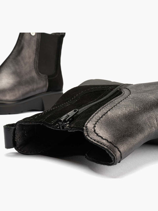 Leder Stiefeletten Damen Schwarz