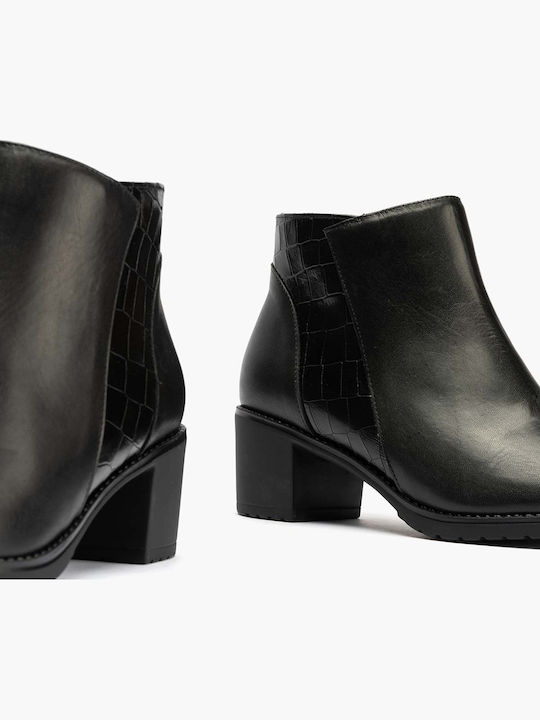 Leder Stiefeletten Damen Schwarz