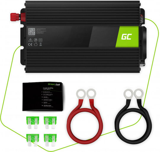 Green Cell Инвертор за кола Чиста синусоидална вълна 1000W за преобразуване на 24V DC в 230V AC с 1xUSB