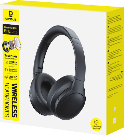 Baseus Bass BH1 Lite Kabellos / Kabelgebunden Über Ohr Kopfhörer mit 80 Stunden Betriebszeit Schwarz