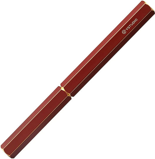 YStudio Writing Pen Medium Red made of Brass with Blue Ink