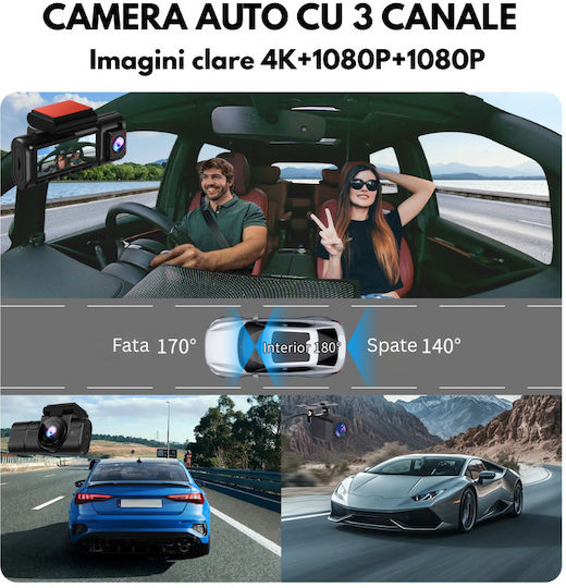 Taggo Σετ Κάμερα DVR Αυτοκινήτου 4K με Οθόνη Wi-Fi & Κάμερα Οπισθοπορείας