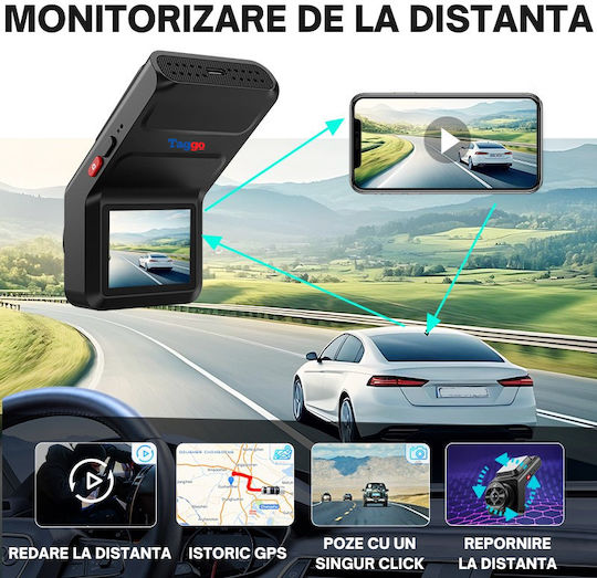 Taggo Set Camera DVR Auto 4K cu Ecran pentru Parbriz cu Autocolant & Camera de Marsarier