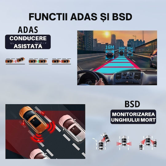 Taggo Set Camera DVR Auto 4K cu Ecran pentru Parbriz cu Autocolant & Camera de Marsarier