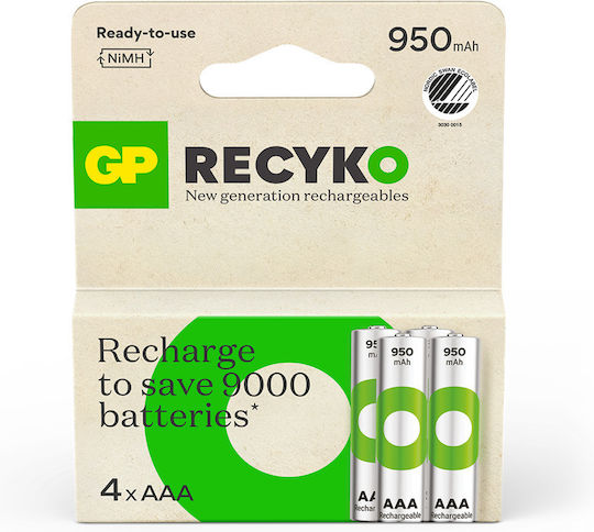 GP Batteries Rechargeable Battery AAA Ni-MH 950mAh 4pcs