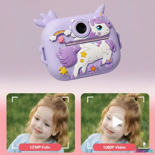 Cameră Pentru Copii Smartic Hd 1080p Rezoluție Baterie 1100mah Ecran 2.4 Inch Card Memorie 32 Gb Funcție Imprimare Instantanee 4 Jocuri 4 Role de Imprimare Mp3 Mod Selfie 6 Markere