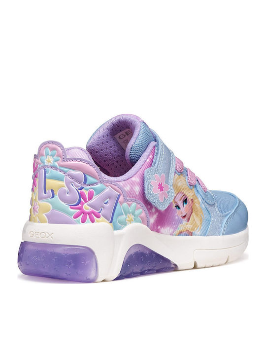 Fadinlight Kinder Sneaker Anatomisch mit Bügel- und Schleifenverschluss mit Lichtern Flieder