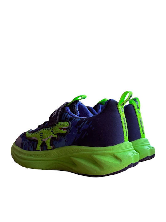 Kids Sneakers Anatomic with Hoop & Loop Closure and Blue Lights