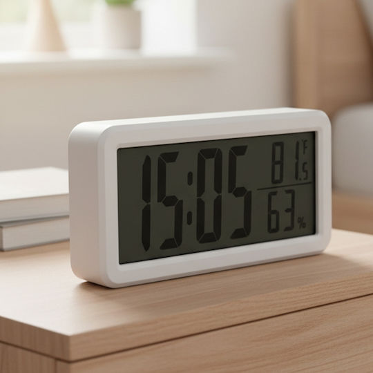 Avizar Modern Digital Wecker Thermometer Hygrometer 3v Minimalistisches Design Weiß