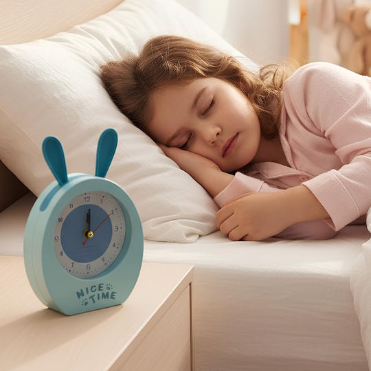 Avizar Analoge Wecker Kinder Hasenohren Design Schönes Zeit Modell Blau