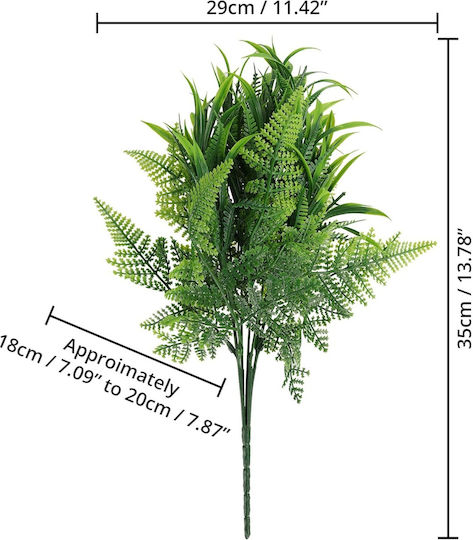 Set 6 Belle Vous Artificial Plants 35 × 29 Cm Fern Leaves Natural Look Uv Resistant Plastic Material Indoor Outdoor Decoration Green