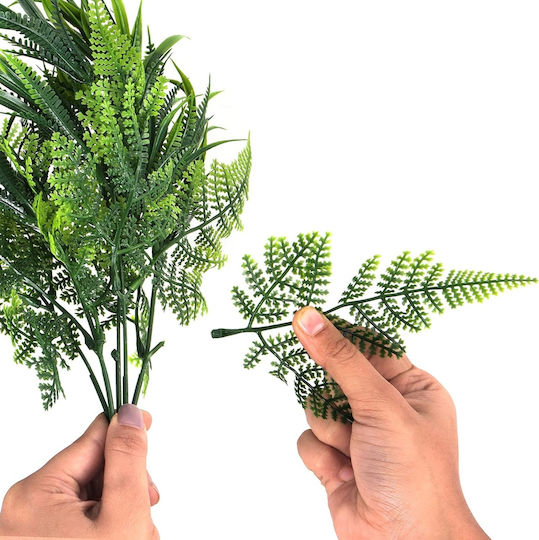 Set 6 Belle Vous Artificial Plants 35 × 29 Cm Fern Leaves Natural Look Uv Resistant Plastic Material Indoor Outdoor Decoration Green