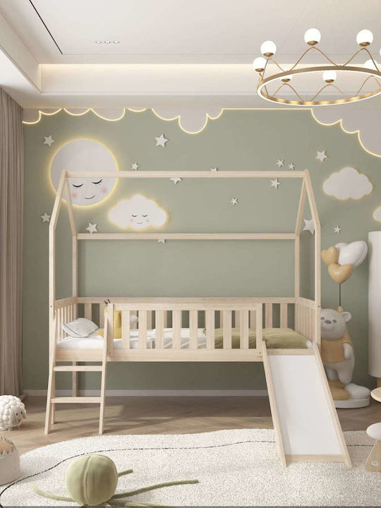 Kinderbett Hochbett Einzel mit Matratze Beiges 90x190cm