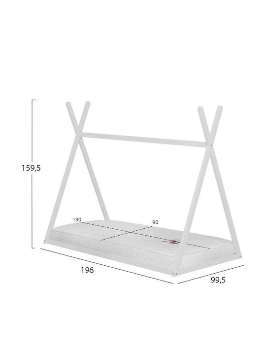 Παιδικό Κρεβάτι Μονό με Στρώμα Λευκό 90x190cm