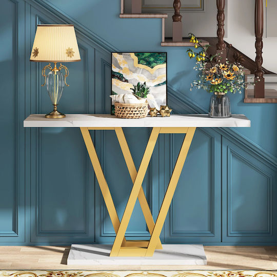 Konsole White/gold Marble Imitation L110xB30xH80cm