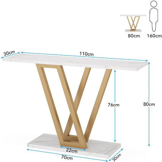 Konsole White/gold Marble Imitation L110xB30xH80cm