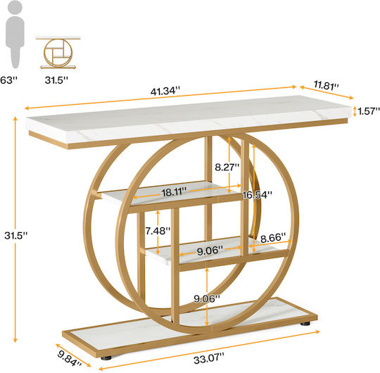 Konsole White/gold Marble Imitation L105xB30xH80cm