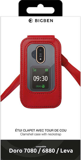Bigben Handyhülle Doro 7080 6880 Leva Telefon Faltbare Klappe Nackenriemen Rote Farbe