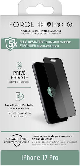 Force Glass Screen Protector Privacy 2.5d Transparent Pentru iPhone 17 Pro