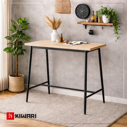 Aven Masă Bar Din Lemn Cu Ramă Metalică Neagră/Stejar 115x65x108cm